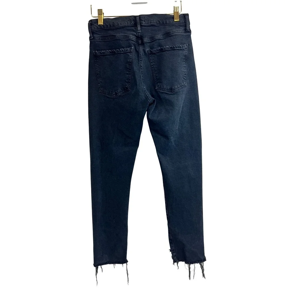 AGOLDE Skinny Jeans Women 25 Black Excellent Raw Hem High‎ Rise Distressed